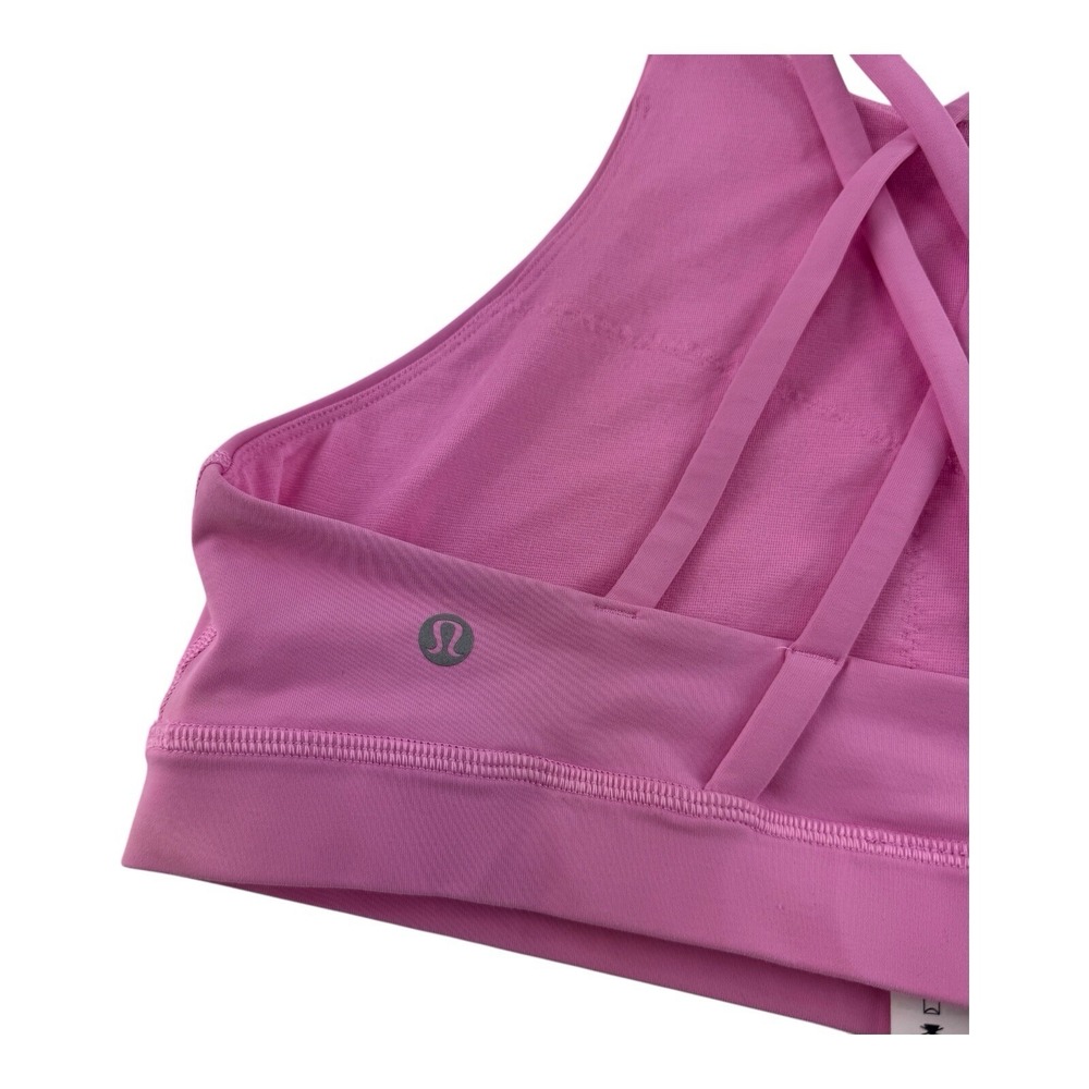Lululemon Soulcycle NWOT Pink Nylon Elastane Strappy Skull Sports Bra Size 10 - Picture 4 of 5